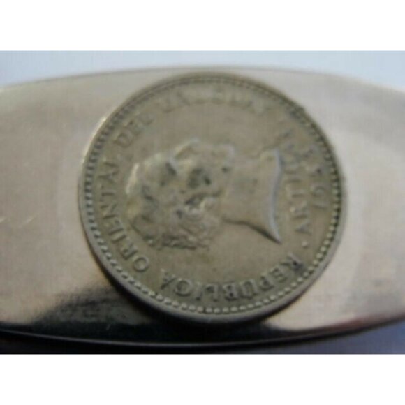 1953 Uruguay 10 Centesimos Money Clip Stainless Steel Wallet Cash Holder Silver - Picture 7 of 11